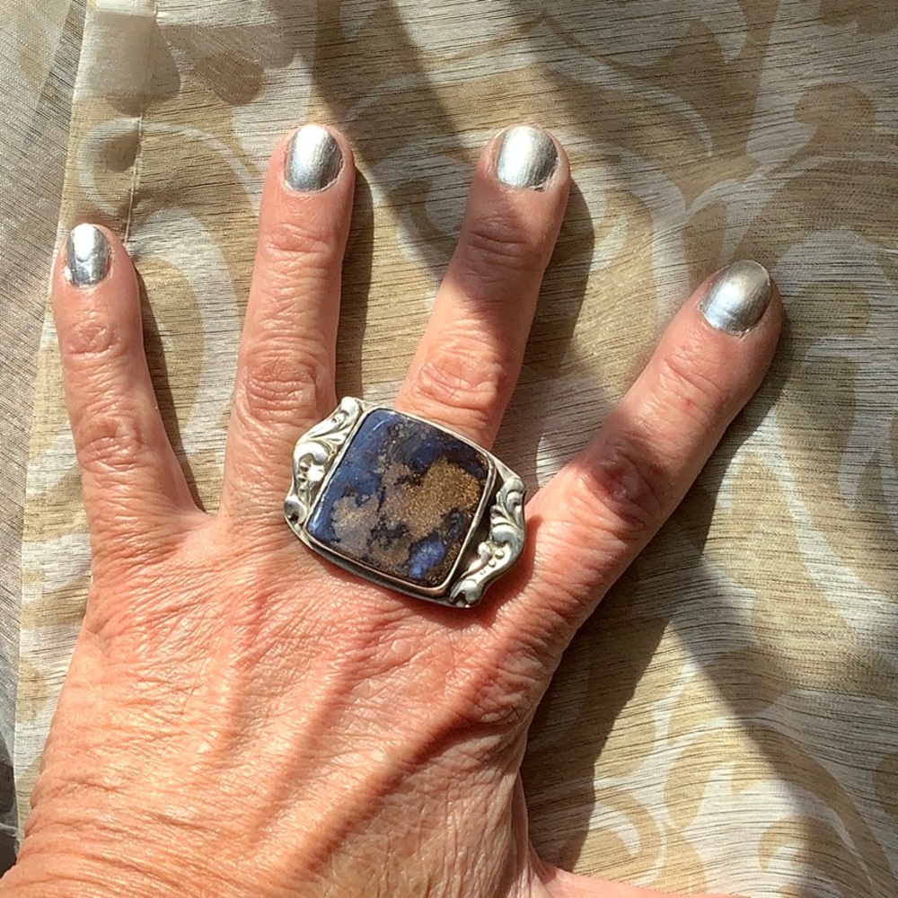Sterling ring, boulder opal , 8.5